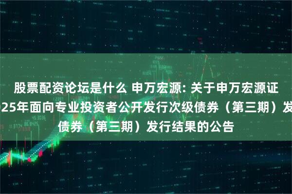 股票配资论坛是什么 申万宏源: 关于申万宏源证券有限公司2025年面向专业投资者公开发行次级债券(第三期)发行结果的公告